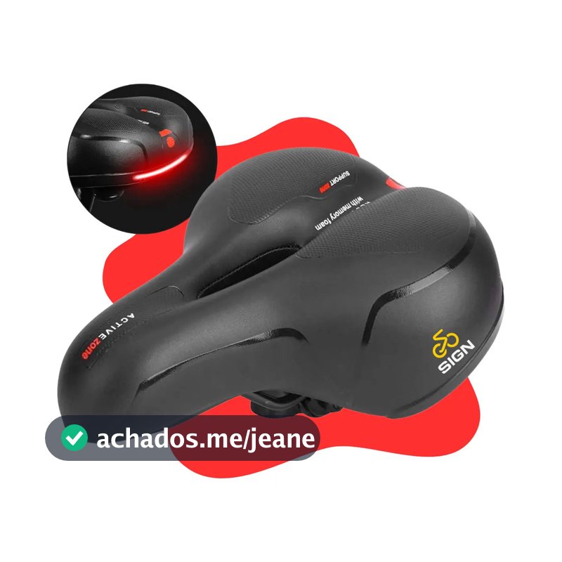 Banco Bike Selim Grande Para Bicicleta Super Comfort Molas Vazado Gel Tech Com Refletor Spinning Confortável Resistente
