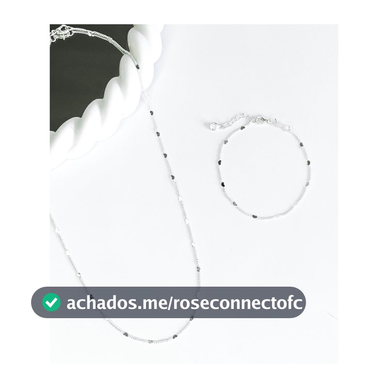 Conjunto Colar e Pulseira Corações Folheado a Prata 925 Presente Romântico Presente Feminino