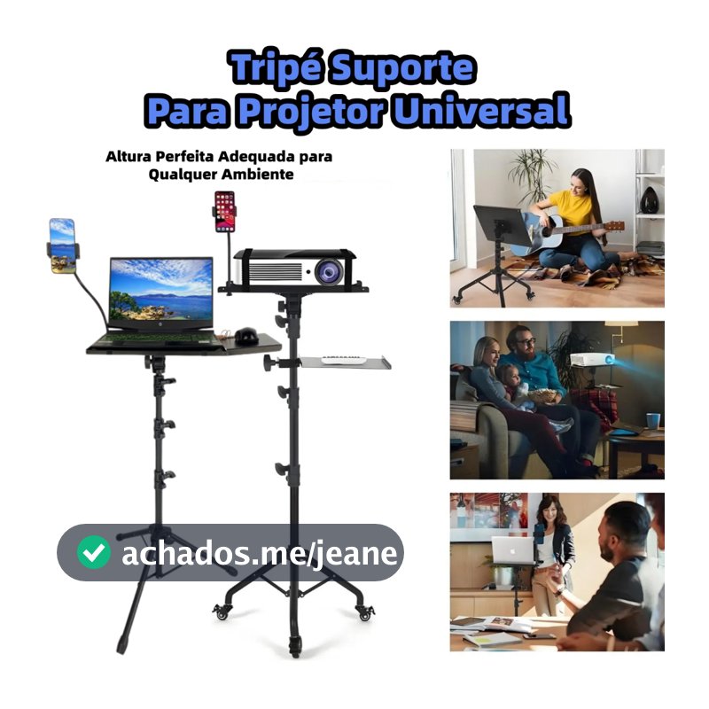 Tripé Suporte Para Projetor Universal, Suporte Celular, Webcam, Camera DSLR, Tripé Profissional + Acessórios