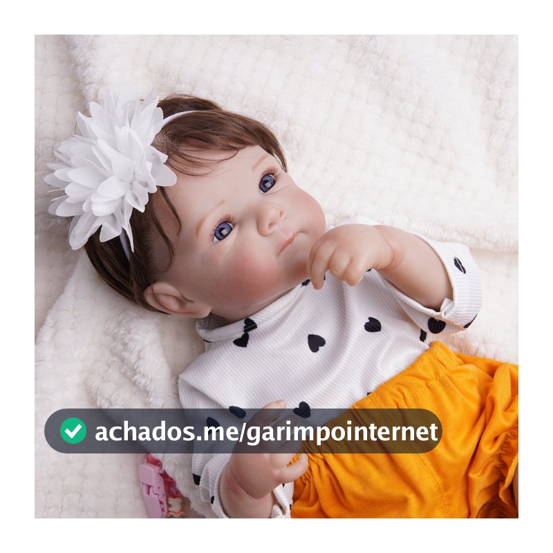 Bebê Reborn Boneca Silicone 48cm Menina Cabelo Castanho