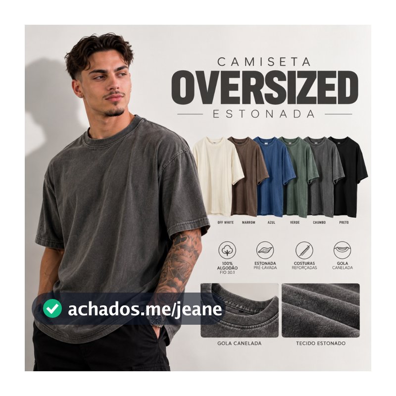 Camiseta Oversized Masculina Estonada Lavada 100% Algodão Premium Streetwear Academia Stonewear