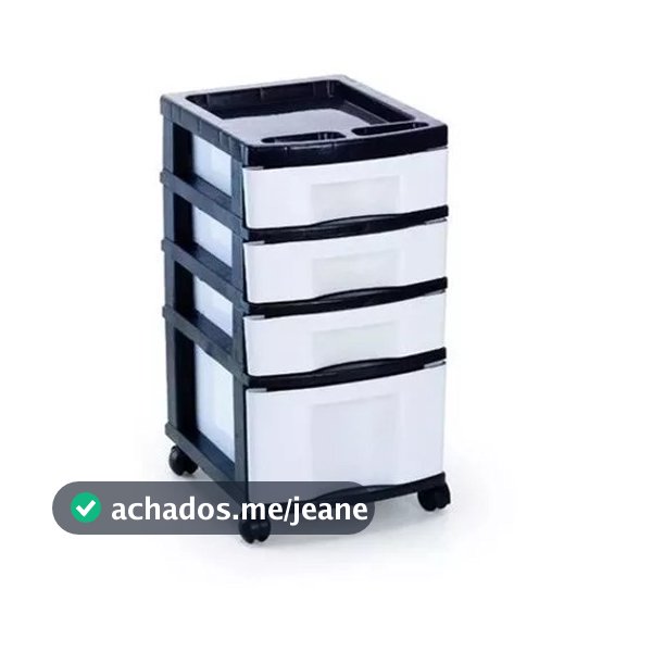 Gaveteiro Plástico Multiuso, organizador Branco 4 Gavetas 3 Pequenas e 1 grande, Cod.571 AGRAPLAST