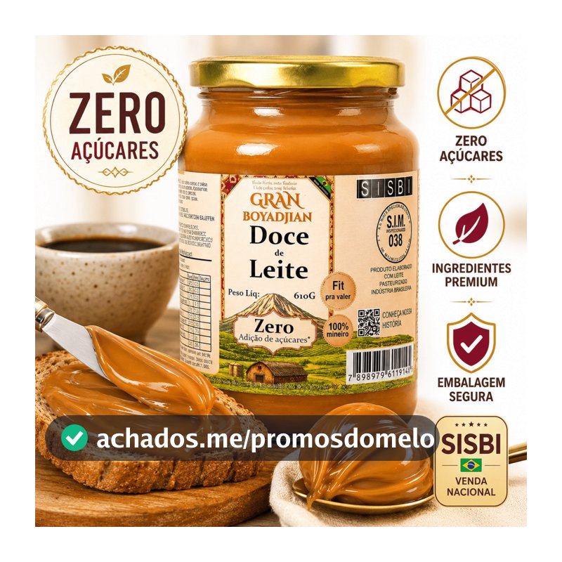 Doce de Leite Diet Cremoso Sem Adição de Açúcar 400g ou 600g Gran Boyadjian