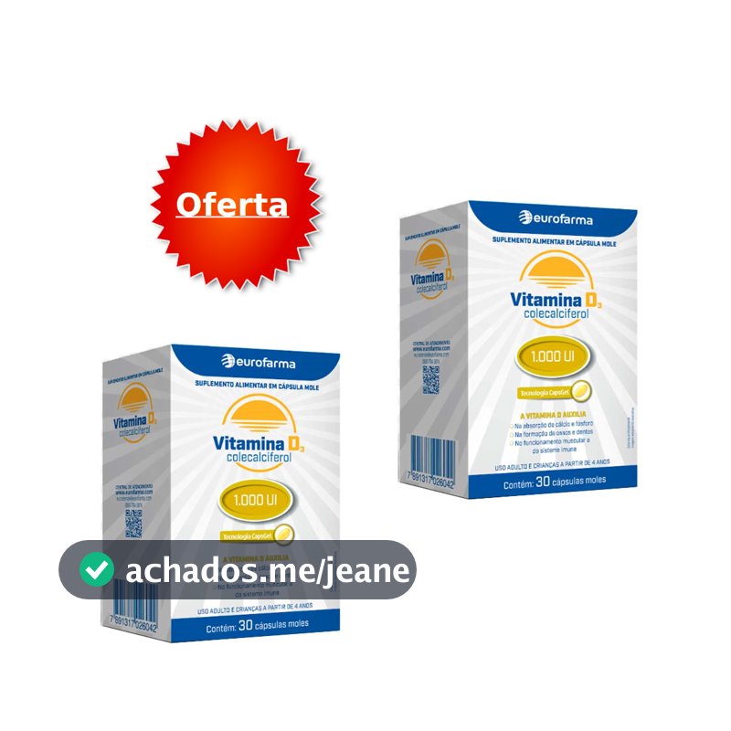 KIT C/2 VITAMINA D3 1000UI C/30 CAPS GEL LABORATORIO EUROFARMA 2UND