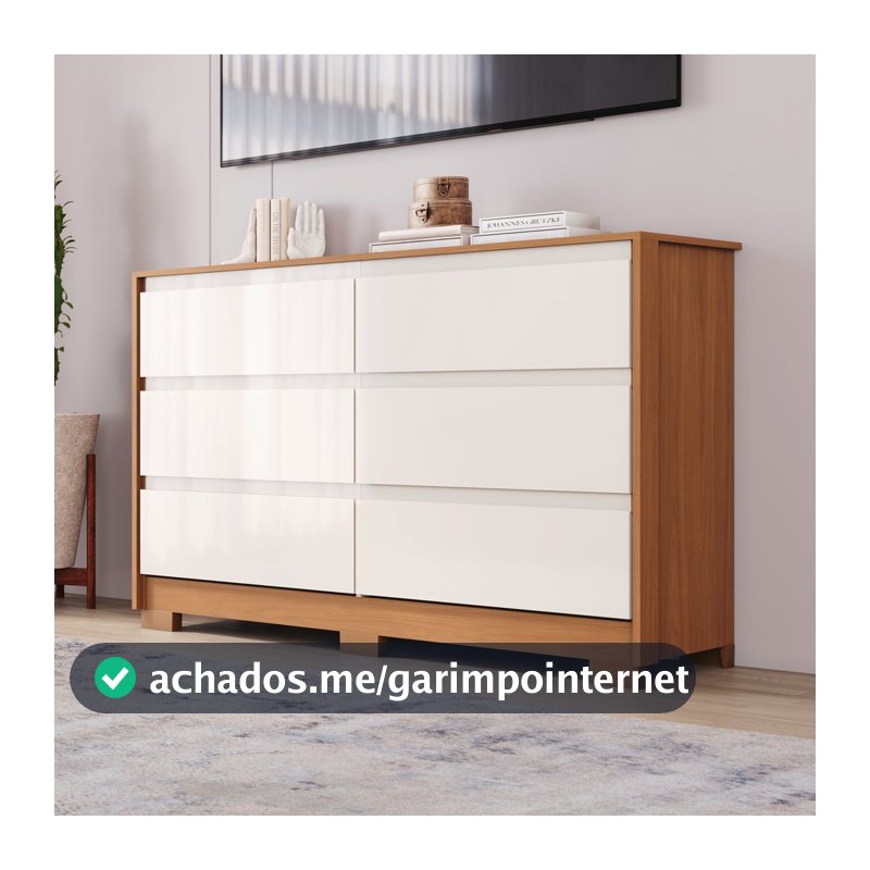 Cômoda Layla 6 Gavetas Corrediças Telescópicas Casa 812