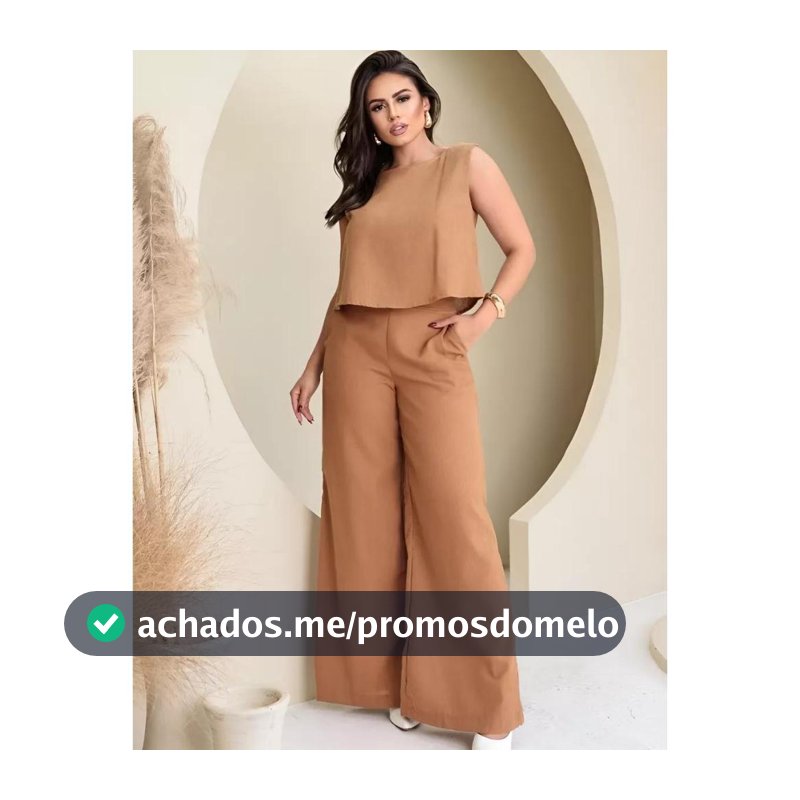 Conjunto Linho Pantalona Alfaiataria Calça e Regata Social Elegante Moda Casual Feminino Eloquencia