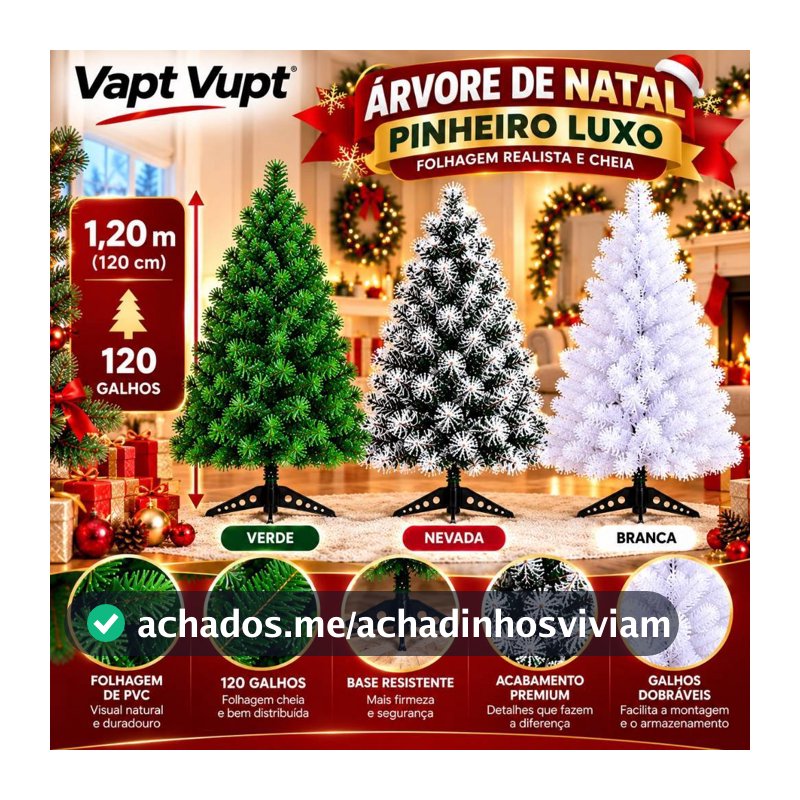 Árvore De Natal Branca Nevada Grande 120cm Com 110 Galhos Decoração