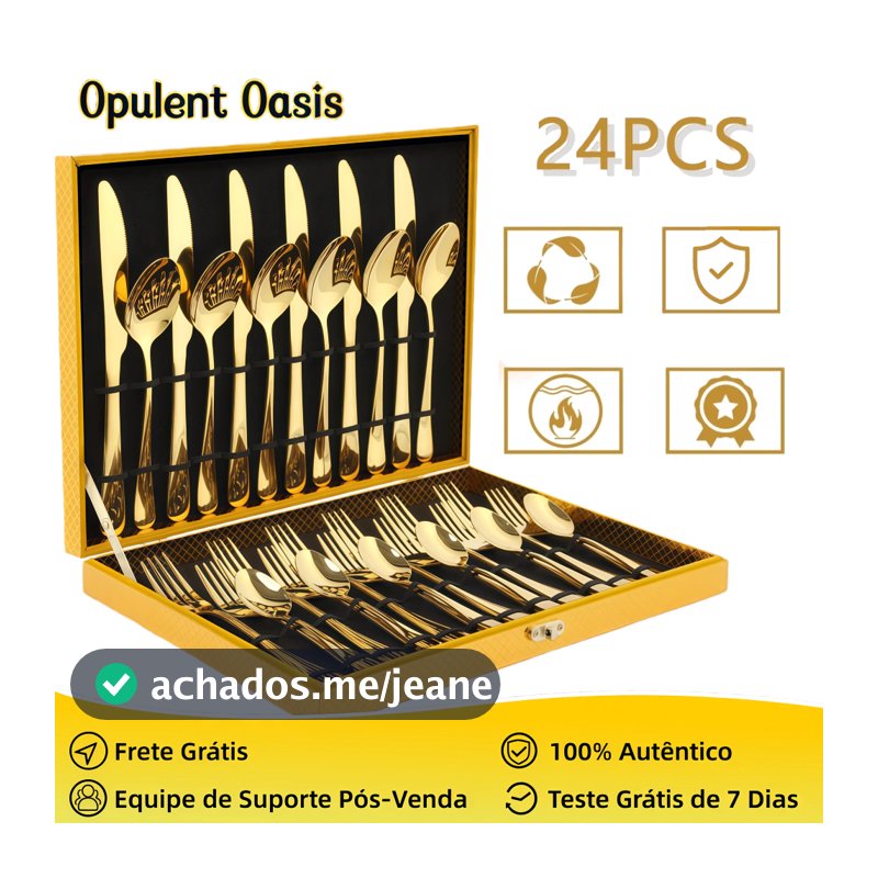 Opulent Oasis Kit Jogo Talheres Inox 24pçs Slim faqueiro Em Aço para cozinha utensílios domésticos