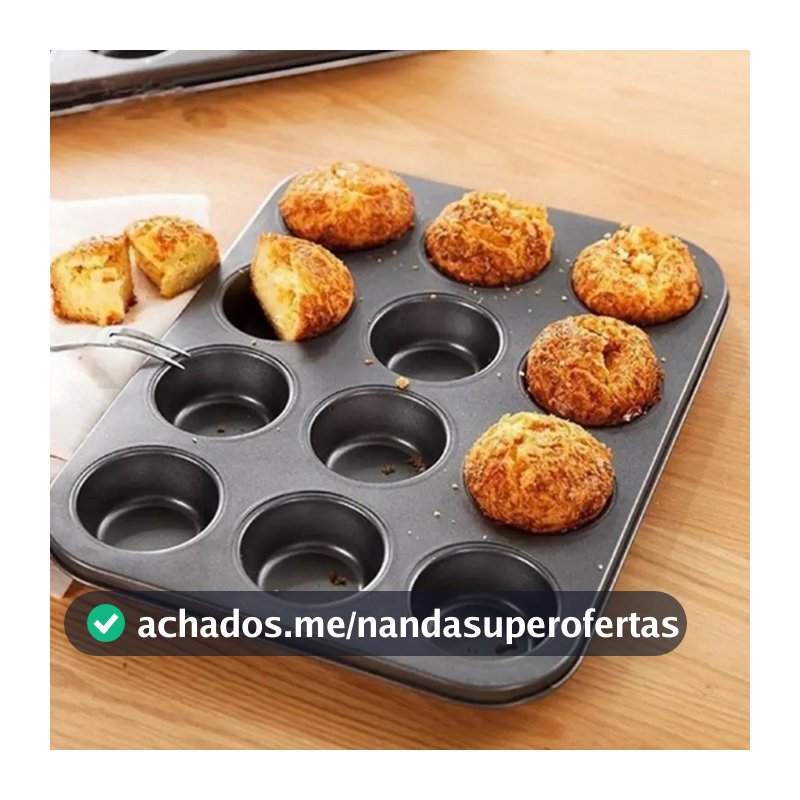 Forma Cupcake Antiaderente Teflon Pão de Queijo Empadas Muffins Assadeira6/12 Cavidades