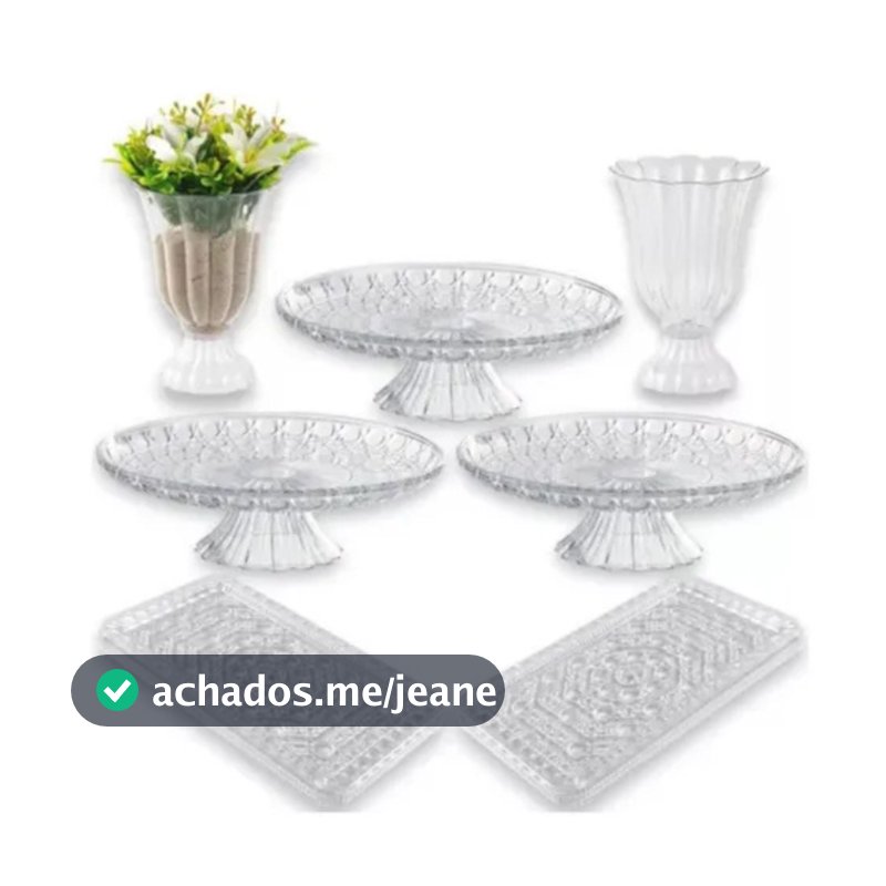 Kit Lapidado - 3 Boleira 23cm+2 Bandeja Lapidado+2 Vaso Decoração Festas Aniversario