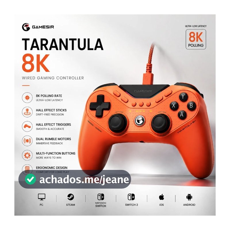 GameSir Tarântula 8K Controlador De Jogo Com Fio Layout Simétrico Gamepad Para PC Steam Switch iOS Xbox Suporte Gyro Sen