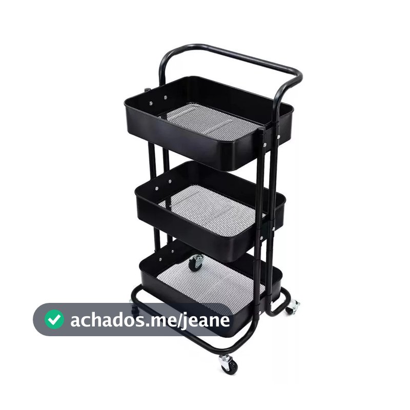 Carrinho Organizador Multiuso Laterais Aço - 3 Prateleiras Carrinho de armazenamento S9