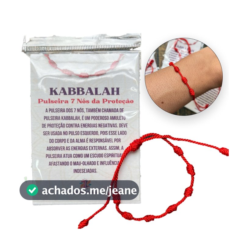 Pulseira Vermelha 7 Nós Kabbalah Contra Mal Olhado Inveja Adulto Regulável Kit