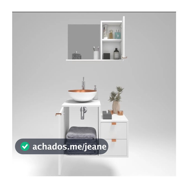 Armário Espelheira com Porta + Gabinete 1 Porta 2 Gavetas COM CUBA Conjunto Banheiro Kit Completo
