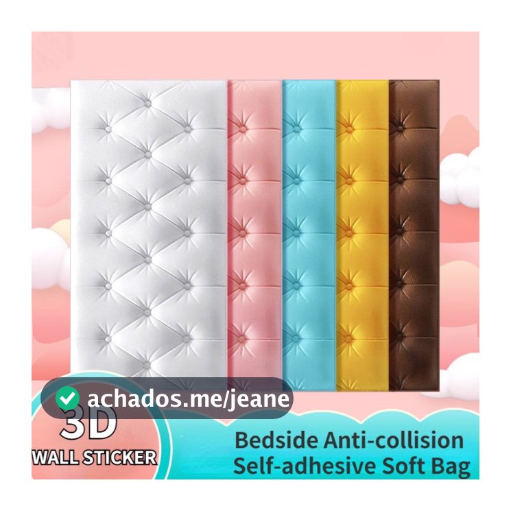 Novos Adesivos Anti-Colisão 3D De Parede Saco Macio De Espuma De Cabeceira De Cama Decoração De Sala De Estar Infantil PVC À Prova D'água