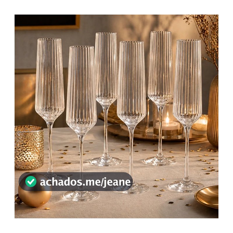 Conjunto de 6 Taças Netuno para Champagne em Vidro 190ml