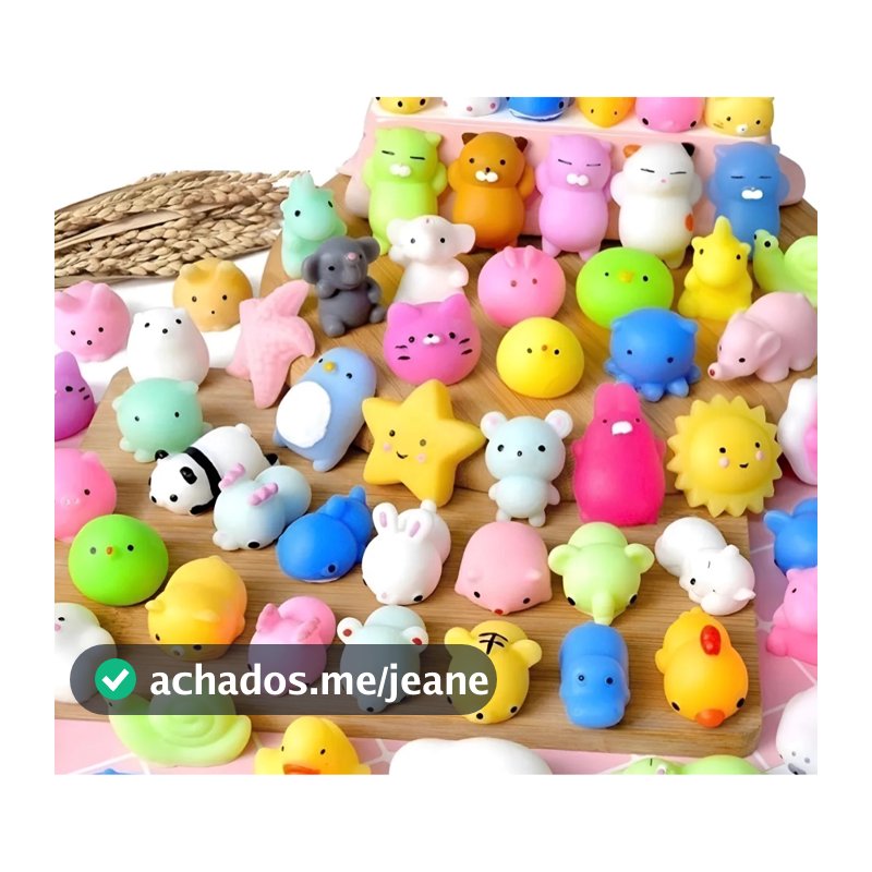 Kit c/ 10/20/30/50 Peças Bichinhos Mochi Macio De Apertar Alivio Estresse Fidget