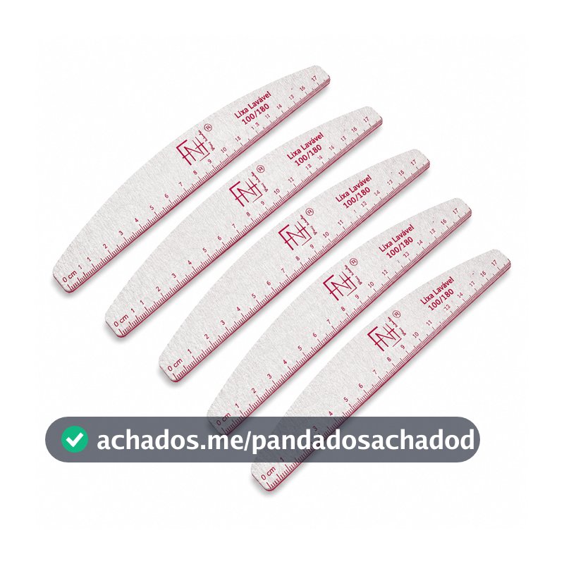 Lixa Boomerang Fan Nails 100/180 Profissional para Unhas – Pacote com 20 Unidades