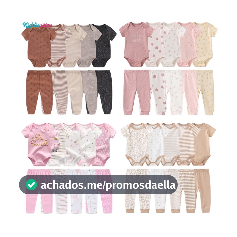 Kiddiezoom 10 Peças Conjunto De Roupas De Bebê Algodão Macio Menino Menina Bodysuits + Calças Roupa Infantil Presente