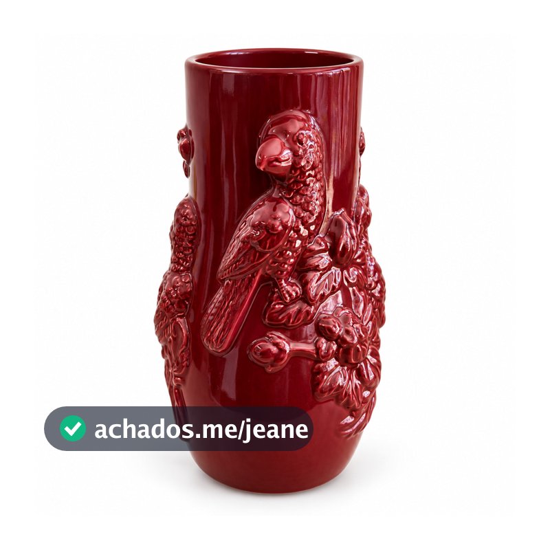 Vaso Papagaio De Cerâmica Verde 13,5x24,5cm Decorativo