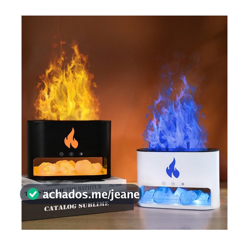 Difusor Aromatizador Ultrassônico LED Umidificador De Efeito Chama Purificador De Óleo Essencial