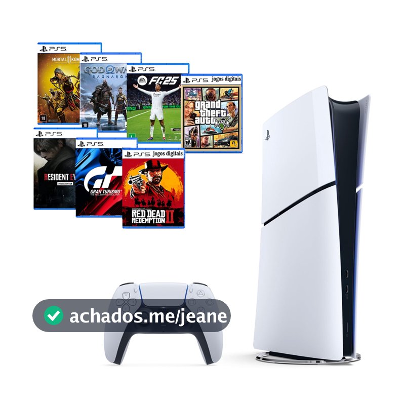 Console Sony Playstation 5 Slim Digital 1 Tera Novo Lacrado + 7 Jogos Ea Fc Fifa 25 + God Raganarok + Gta 5