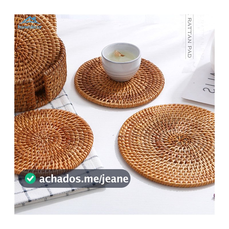 Jogo Americano De Tecido De Vime Redondo Para Mesa / Isolamento Coasters / Item De Mesa Antiderrapante