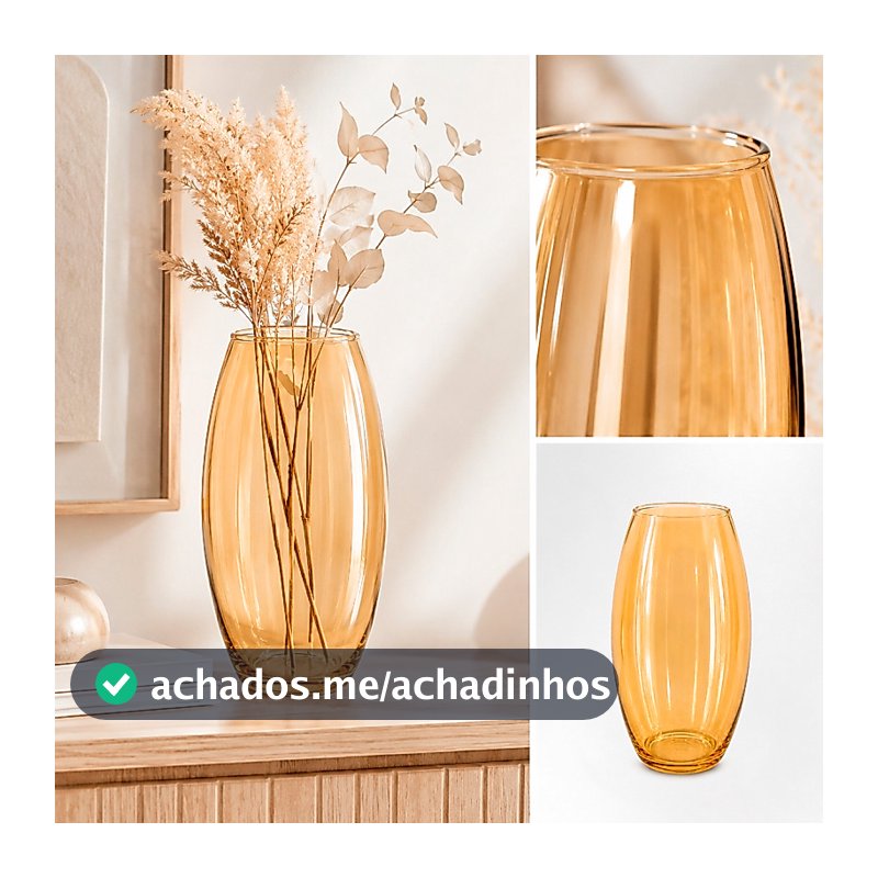 Vaso Decorativo Romeu Âmbar em Vidro Transparente Elegância para Sua Decoração