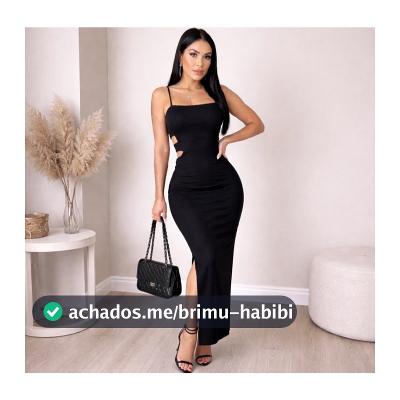 Vestido Feminino Canelado Longo de Alcinha Lascado Lançamento Verao Arraso