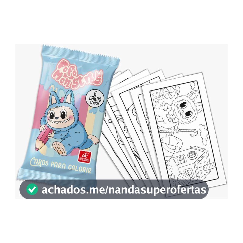 Cards Colorir Fofos Monstros Sortidos - Brincadeira de Criança