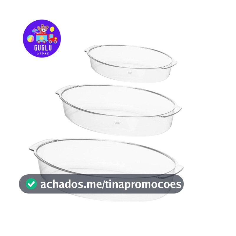 Kit 3 Travessas (Pequena,Média,Grande) - Acrílico