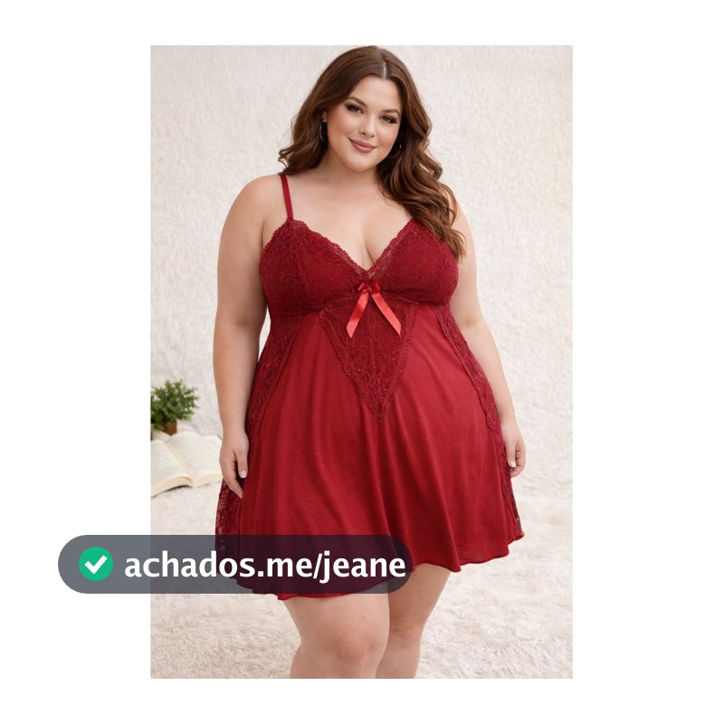 Camisola Plus Size Rendada Sem Bojo Feminina Pijama Linha Noite 48 ao 58