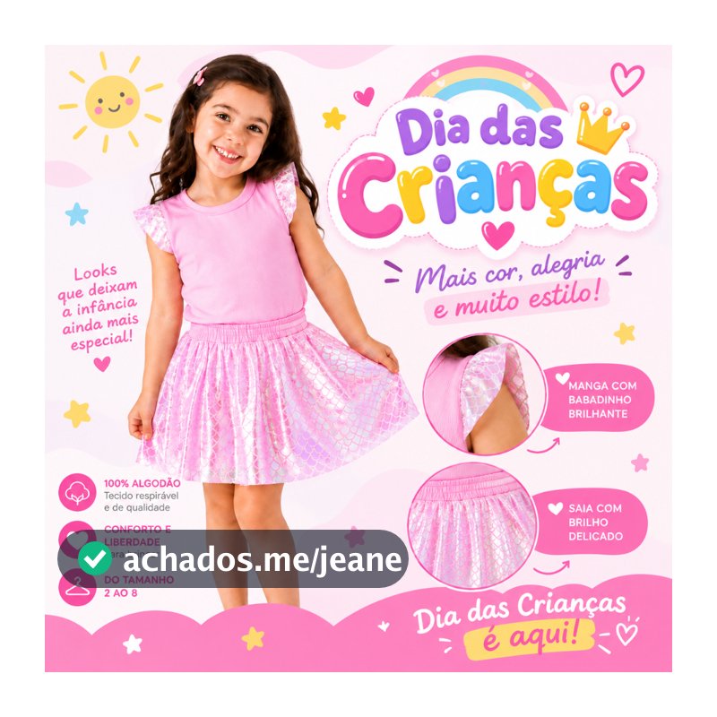 Conjunto Menina Infantil Blusinha Babado + Shot Saia Tutu em Tule Tamanho 2 ao 8 anos