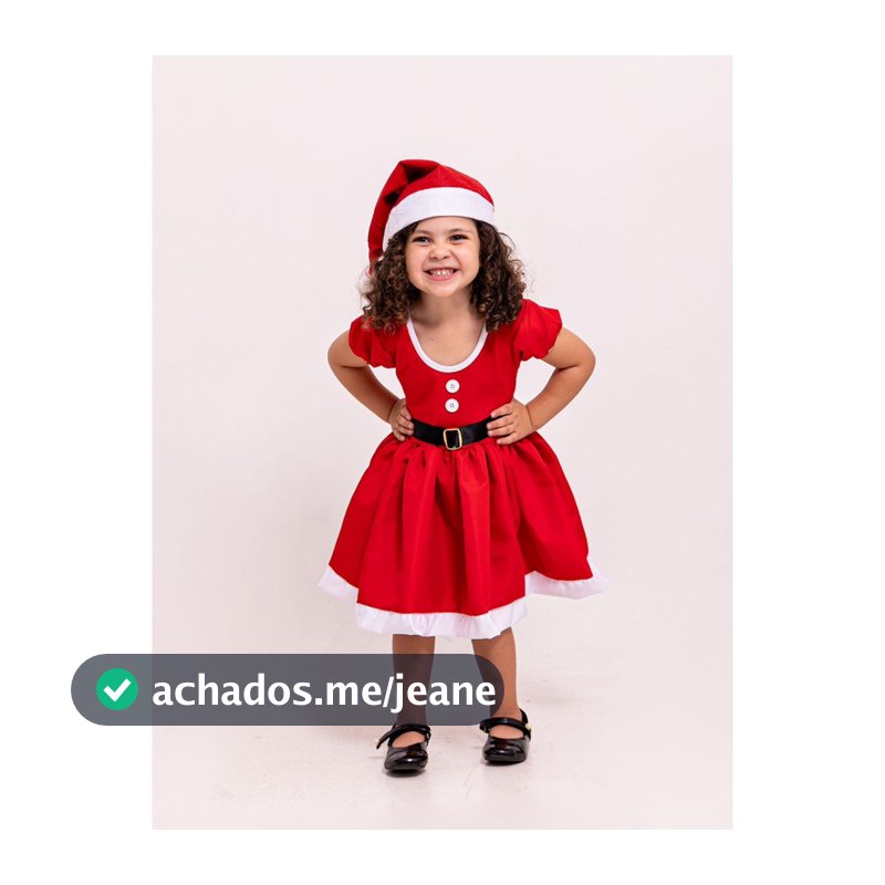 Fantasia Natal Vestido Tactel Infantil Gorro Cinto Menina