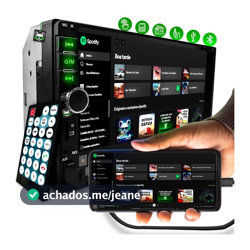 Central Multimídia Universal 2 Din Mp5 Espelhamento Android Ios Bluetooth Som Automotivo