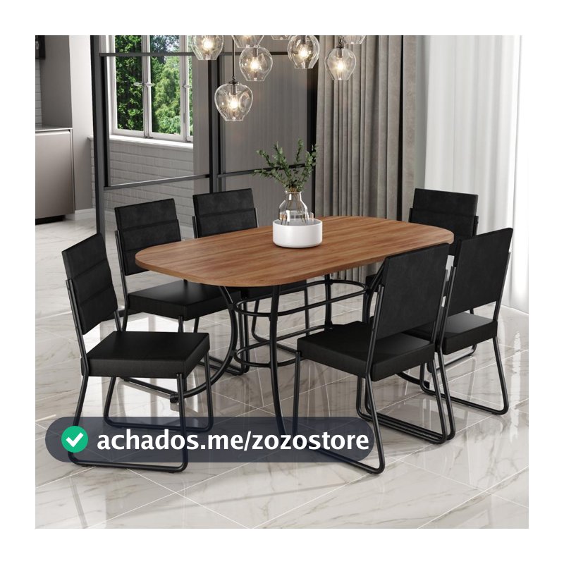 Conjunto Sala de Jantar com Mesa e 6 Cadeiras Fênix Carraro