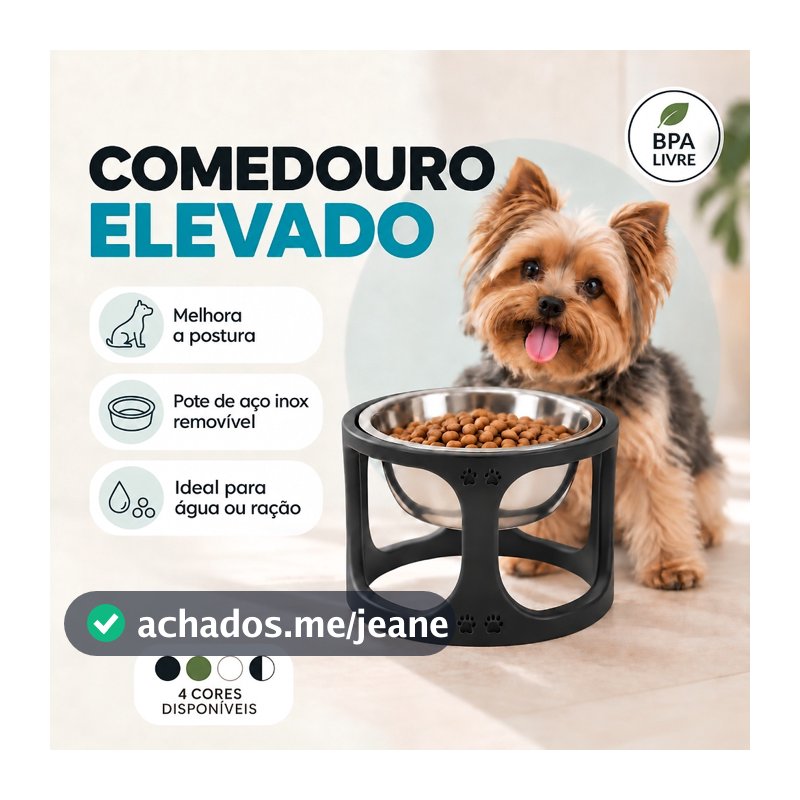 Comedouro Bebedouro Elevado Inox Pet Cachorro Gato Tigela Ração  Água Antivômito Premium