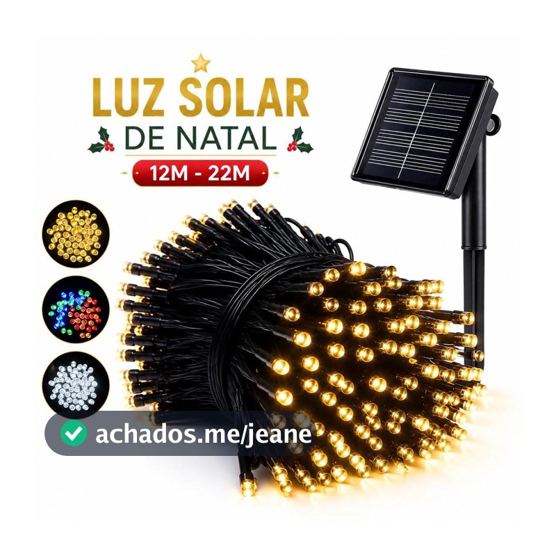 Cordao De 100/200 Leds Solar 12/22M USO EXTERNO Promoção Natal Externo Fixo E 8 Funções Prova D'água Cordão Luzes