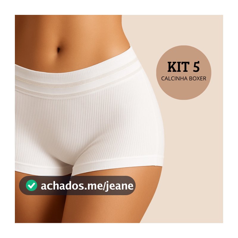 Kit 5 Calcinhas Boxer Canelada Shortinho Sem Costura Cueca Feminina Poliamida Importada MK