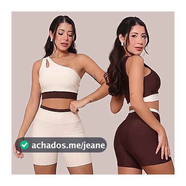 Kit 2 Conjuntos Fitness Feminino Top e Short Academia Bicolor
