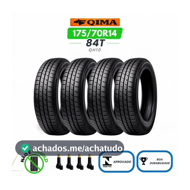 Kit Pneus Novos Aro 14 QIMA 175/70R14 84T Custo Beneficio Segurança Durabilidade Conforto