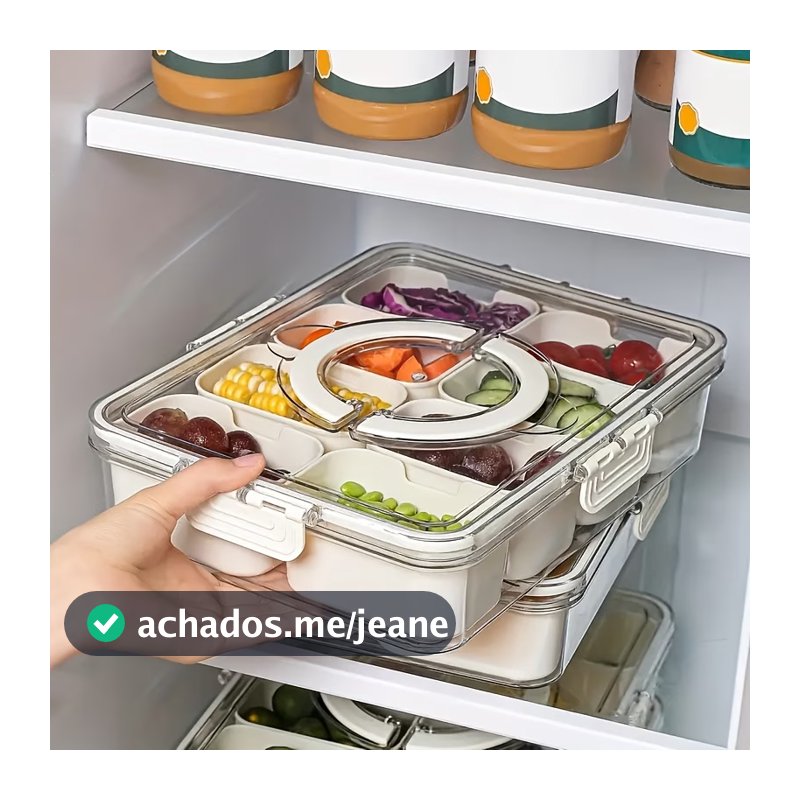 Pote Acrílico Luxo Multiuso Com 4 Ou 8 Divisórias Para Frutas Legumes Carnes E Ovos Transparente