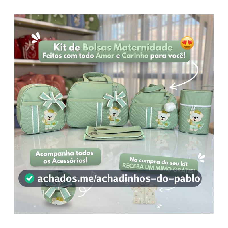 Kit Bolsa Maternidade Completo com 5 peças para Meninos/Meninas