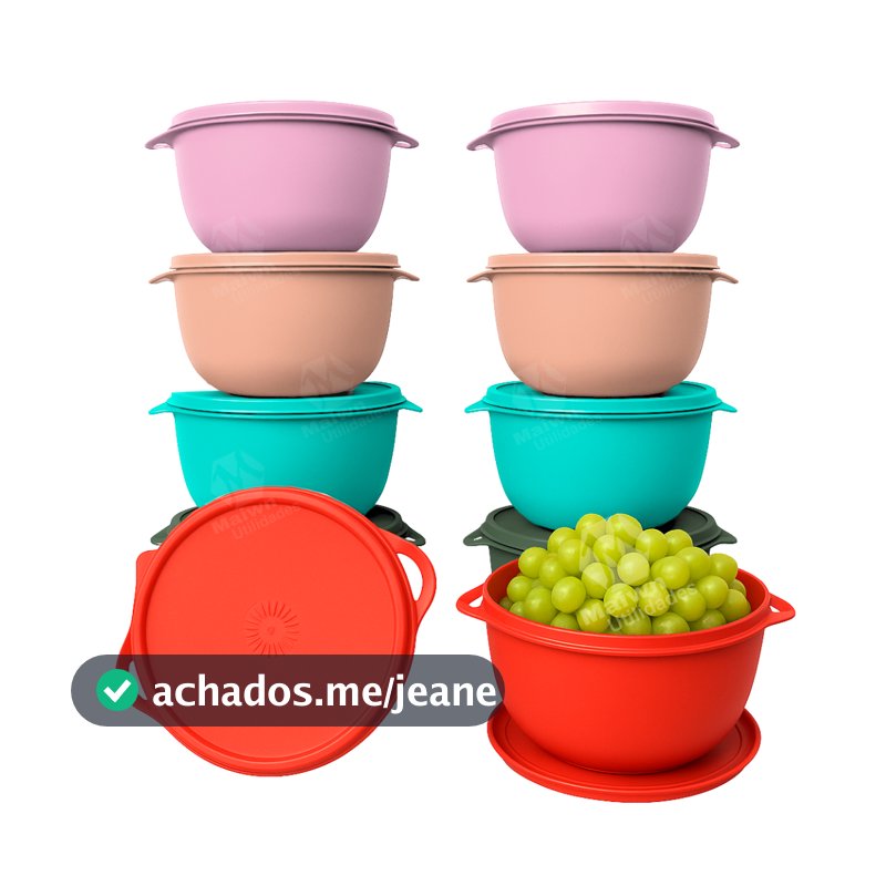 Kit 10 Potes Plásticos Bowl 500ml Hermeticos Redondos BPA Free Marmitas Vasilhas Freezer Microondas