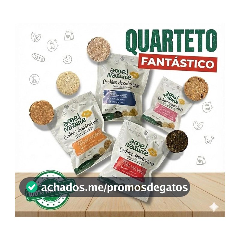 Kit Mini Petisco Natural Cães e Gatos 80g total = Sabores Pernil+Carne+Fígado+Mandioca 100% Natural