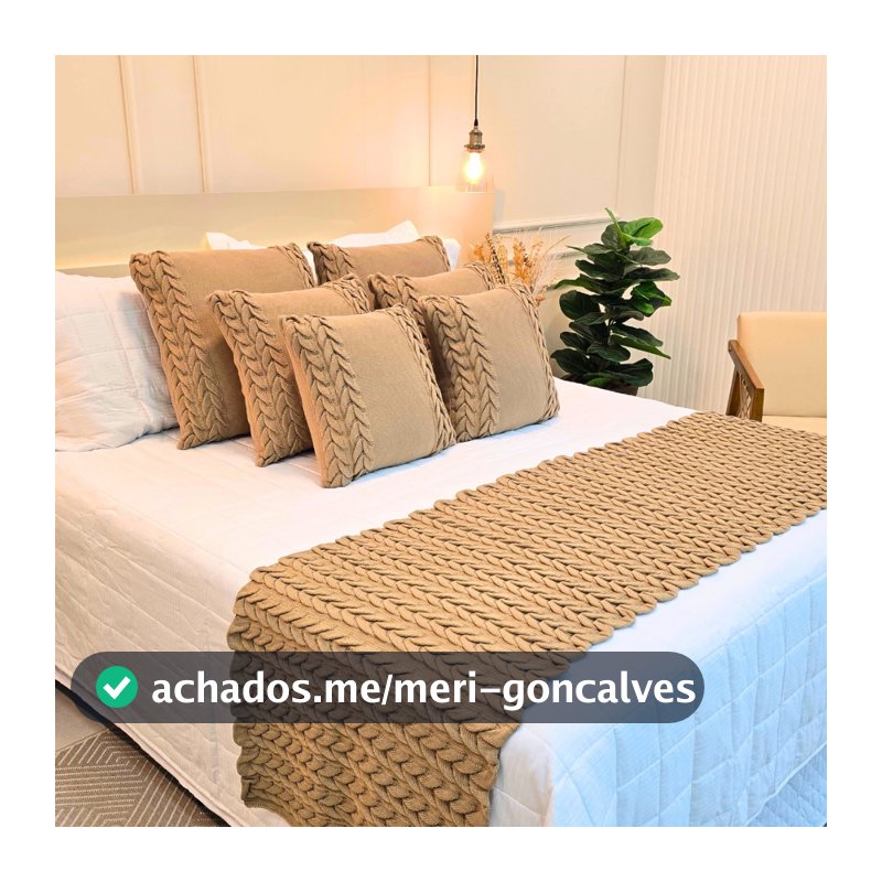 Kit Peseira Manta Tricot Sofá Cama Casal Queen King Aconchego Home Decor + 2 Capas Almofadas