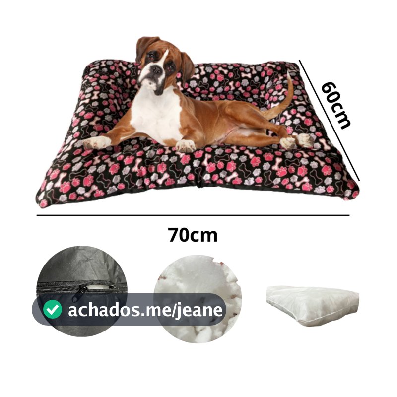 Cama Pet Grande Para Cães e Gatos Colchonete Pet 70x60 Com Zíper Colchonete Fundo Emborrachado