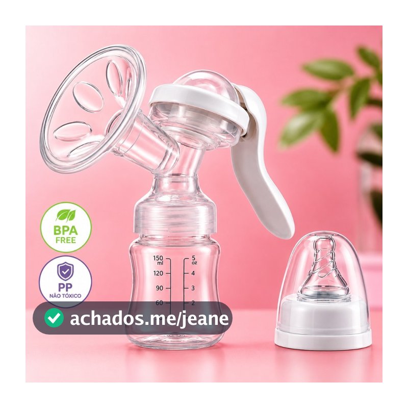 Bomba Extratora + Bico Mamadeira Manual Sucção Bebe Leite Materno Pós Parto Tirar Leite Amamentação