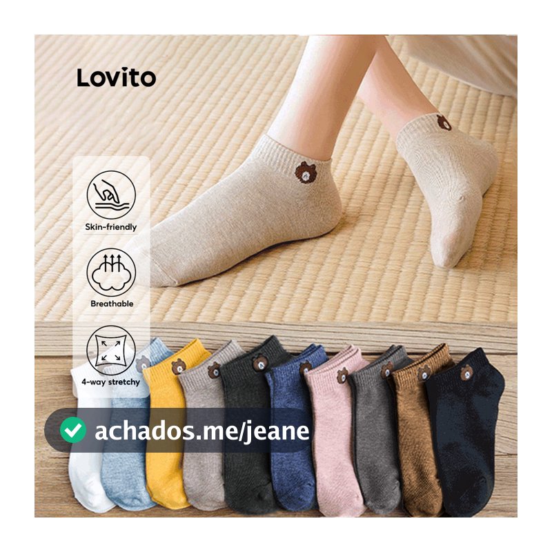 Lovito Casual Meias Confortáveis Ao Tato Respirantes Esticáveis em Quatro Direções Coloridas LNE117178