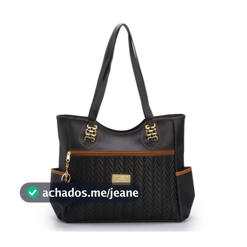 Bolsa Feminina Sacola Grande de Ombro em Couro com Espaço Amplo + Chaveiro Pompom